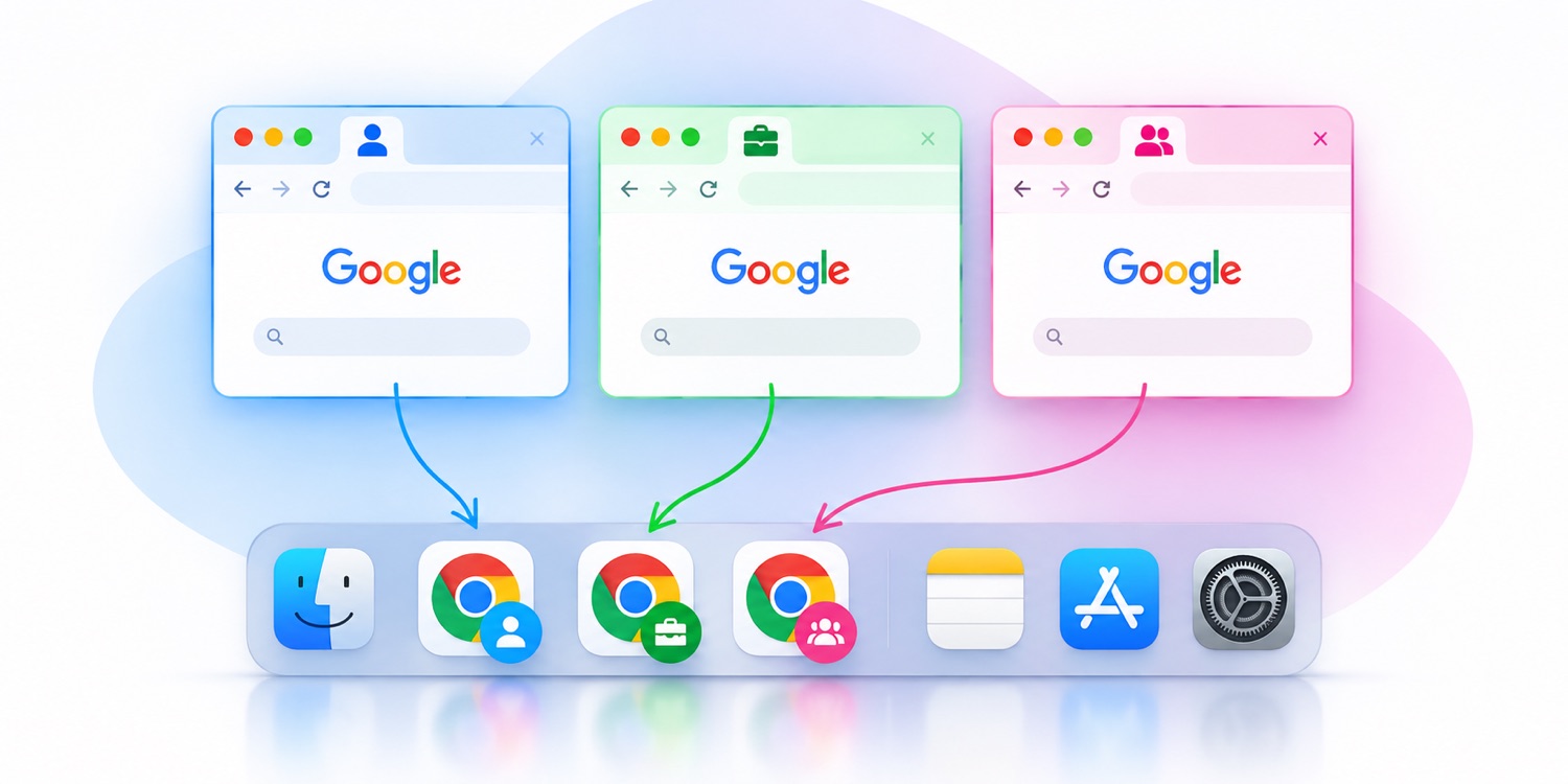 Chrome profile windows mapped to separate Dock icons