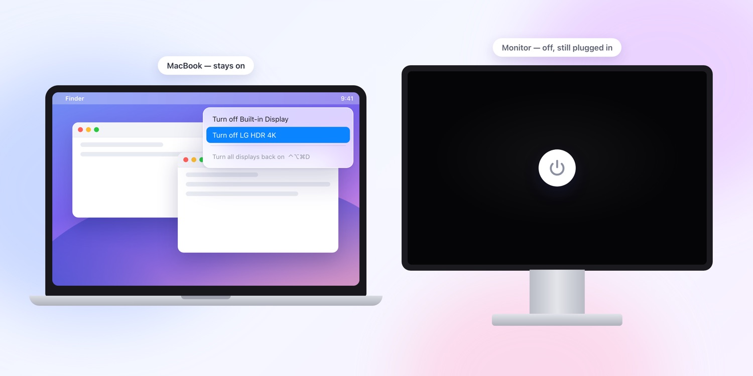 Turning off an external monitor from the Mac menu bar while its cable stays plugged in